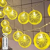 LED Lichterkette Warmweiß Zitrone 3m 20LED Lichterkette Batteriebetrieben Innen Atmosphäre Licht mit Timmer Fernbedienung Dimmbar für Feiertag Party Halloween Weihnachten H