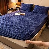 ZYNYHGS Kristallsamt gesteppter Dicker Bettlakenanzug, bequemes und langlebiges großes Doppelbett mit tiefen Taschen, Hotelappartement Weiche und Pflegeleichte Bettwäsche-Blau_150 * 200 cm (3pcs)
