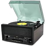 Retro-Platte, Player Music Center mit Fernbedienung, CD-Player, DAB & FM, AM-Radio, Vinyl-Player, Kassettenplayer, MP3-USB-Slot, Kassettendeck, Digitalisierungsfunktion, R