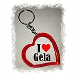 Druckerlebnis24 Herz Schlüsselanhänger I Love Gela - Exclusiver Geschenktipp zu Weihnachten Jahrestag Geburtstag Liebling