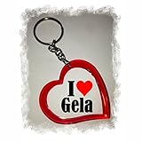 Druckerlebnis24 Herz Schlüsselanhänger I Love Gela - Exclusiver Geschenktipp zu Weihnachten Jahrestag Geburtstag Liebling