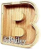 GLOORACA Holz Sparschwein Alphabet Geldkassette für Jungen Mädchen Kinder Gelddose Münze Spar Spardose Holz Spielzeugkiste Gelddose für Kinder Erwachsene Geburtstag Back to School Geschenk