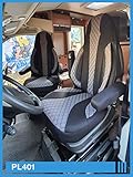 Maß Sitzbezüge Schonbezüge kompatibel mit FIAT Ducato Typ 250 Fahrer & Beifahrer ab 2006 - 2022 PL407 Schwarz Mitte G