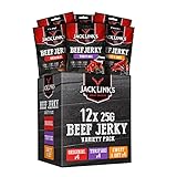 Jack Links Beef Jerky Mixed Case 25g - 12er Pack (12 x 25 g) - Proteinreiches Trockenfleisch vom Rind - Getrocknetes High Protein Dörrfleisch - in 3 V