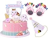 Svnaokr 10Pcs Tortendeko für Kinder Baby Geburtstag Zahn Kuchen Kuchendeko Regenbogen Happy Birthday Party Kuchendeckel CupcakeTopper für Kinder Mädchen Junge (Rosa)