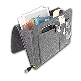 ETHEL Bettablage, Bett Tasche, Caddy Organizer Betttasche, Filz Betttasche, Sofa Aufbewahrung, Sofa OrganizerHanging, Bedside Hanging Organizer, für Buch iPad Handy Fernbedienung (Dunkelgrau)