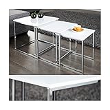 Lnxp Designer Couchtisch Tisch Beistelltisch Zigon 3er Set Chrom in Weiß Hochglanz Eleg