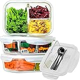 Home Planet Lunchbox Glas 3 Fach | 1050ml 3er Set | 97% weniger Kunststoffverpackungen | Meal Prep Boxen Glas | Mealprepdosen Glas | Meal Prep Glas | Bento Box Glas | Meal Prep Containers G