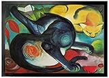 1art1 Franz Marc - Zwei Katzen, Blau Und Gelb, 1912 Fußmatte Innenbereich und Außenbereich | Design Türmatte 70 x 50