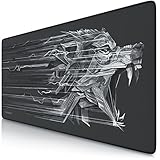 CSL - Titanwolf XXL Speed Gaming Mauspad - 900 x 400mm - XXL Mousepad - Tischunterlage mit Titanwolf-Motiv - verbessert Präzision und Geschwindigkeit - Stabiler Halt auf glatten Ob