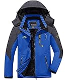 KEFITEVD Skijacke Herren Softshell Jacke Wasserdicht Gefüttert Warme Arbeitsjacke Winter Outdoor Ski Jacke Winddicht Winter Jacke Fleecejacke Männer Königsblau XL