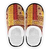LIFE5LCL Tribal Art Ägyptische Indien Damen Hausschuhe Herren Winter Pantoffeln Bequem Fuzzy Größe M für Indoor Outdoor R