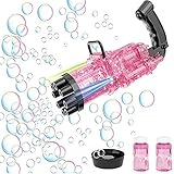 Seifenblasenpistole mit LED Licht Seifenblasenmaschine Seifenblasenkanone Hochzeit Bubble Gun Seifenblasen Spielzeug Blasenmaschine Seifenblasen Pistole Luftblasen Halloween 100+ Blasen in 5 Sek