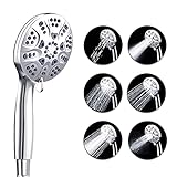 Mirapretty Duschkopf Handbrause Kit Shower Head mit 6 Strahlarten Edelstahl Duschkopf Regendusche Wassersparend Brausekopf Handheld Hochdruck Duschbrause Set (Single)