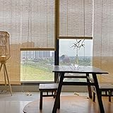 XUNFA Bambusrollo in Natur,Bambus Raffrollo,Sichtschutz Rollo,Faltrollo Rollo,Schnurzugrollo Vorhang,Rollo Seitenzugrollo für Fenster und Türen,Anpassbare Größe (130x260cm/51x102in)