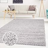 ayshaggy Shaggy Teppich Hochflor Langflor Einfarbig Uni Grau Weich Flauschig Wohnzimmer, Größe: 120 x 170