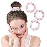 OLESILK 3er-Set 100% Seide Haargummis Kleine Scrunchies Haarschmuck Zopfgummi Haare Ringe Elastische Haarbänder Gummibänder 3 Stücke, R