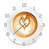 levandeo Wanduhr Alu-Dibond 30x30cm Uhr Alubild Küche Cappuccino Coffee Kaffee Deko Küche Aluminium Küchendeko Einrichtung