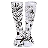 ZVEZVI Crew Socken Herren Damen Sportsocken 40cm, Vektor nahtloses Muster mit gezeichneten Blumen und Blättern Herren lustige Crew Socken Crazy Novelty Fun Socken für Herren Damen 15.7