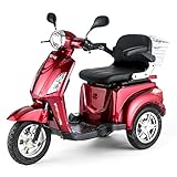 VELECO Dreirad ElektroRoller E-Scooter Elektromobil 25 km/h 900W 3 Rad Seniorenfahrzeug Seniorenmobil ZT15 (Rot)