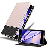 Cadorabo Hülle für Sony Xperia M2 / M2 Aqua in ROSÉ Gold SCHWARZ – Handyhülle mit Magnetverschluss, Standfunktion und Kartenfach – Case Cover Schutzhülle Etui Tasche Book Klapp Sty