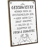 ARTFAVES® Holzschild mit Spruch - Geschwister HALTEN ZUSAMMEN | Shabby Chic Vintage-Look Geschenk zum Thema Familie/Geschwister | Größe: 19 x 28