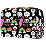 Personalisierbare Make-up-Pinsel-Tasche, tragbare Kulturtasche für Frauen, Handtasche, Kosmetik, Reise-Organizer, Panda, Süßigkeiten,