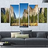 Leinwanddrucke 5 Stück Wandkunst 5 Stück Leinwand Kunst Gedruckt Yosemite Valley Panorama 5 Teilig Leinwand Wanddeko Poster Leinwand Gemälde Modern Wohnzimmer Wohnkultur Geschenk