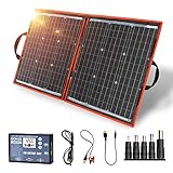 Dokio 80 Watt Solartasche Faltbares Mobiles Solar-Panel Mit Effektivsten Monokristallinen Zellen,Solar-Laderegler(2 Usb-Ports), Leicht Zu Transportieren(Gewicht: 2,1 Kg)Funktioniert Mit 12v-B