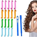 Lockenwickler, 18pcs Lockenwickler Curler über Nacht, Magic Spiral Lockenwickler Set für Langes Mittellanges Haar, Heatless Lockenwickler Flexible mit Styling-Haken für Damen und Frauen (30cm)