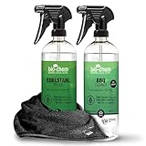 BBQ Cleaner Set 3-teilig: Bio BBQ-Cleaner 750 ml + Edelstahlpflege 750 ml + Mikrofasertuch I Schonende Grill-Reiniger und Küchen-Reiniger für Edelstahl und Aluminium mit langanhaltender Pfleg