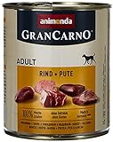 animonda Gran Carno adult Hundefutter, Nassfutter für erwachsene Hunde, Rind + Pute, 6 x 800 g