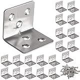 MaYuLa 20pcs Winkelverbinder 30x30mm Montagewinkel Edelstahl Winkel 90 Grad Metallwinkel mit Schrauben Holzverbinder Schwerlastwinkel Eckwinkel für Zäune Holzbalken Möbel Schrank