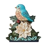 Enesco Jim Shore Heartwood Creek Wonderland Festlicher und gefederter blauer Vogel mit W