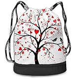 AOOEDM Rucksack-Rot-Liebe-Herz-Baum-Druck Fitness-Reisen Sportschule Multifunktionale Beam-Rucksack
