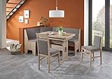 Eckbankgruppe 'Kameli III' Essgruppe 165 x 125 x 86 2 Stühle modern Eckbank Küchentisch Wangentisch4-teilig Küche Polsterung grau-braun Buche massiv naturfarbig Eiche Sonoma Sägerau Dek