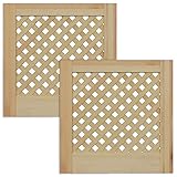 Gittertür Holztür natur 39,5 x 39,4 cm Schranktür Raumteiler Schiebetür für Regale, Schränke, Möbel | Kiefer Holz unbehandelt | Doppel-Paket 2-er Pack