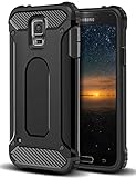 Coolden Samsung Galaxy S5 Hülle, Premium [Armor Serie] Outdoor Stoßfest Handyhülle Silikon TPU + PC Bumper Cover Doppelschichter Schutz Hülle für Samsung Galaxy S5 (Schwarz)