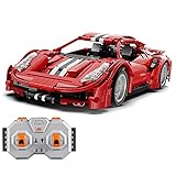 Sugeren Technik Supersportwagen Bausatz, 1:12 2.4 GHz Ferngesteuerter Supercar Modell für Ferrari 488 Pista, 1126 Teile Rennwagen Bausteine Kompatibel mit Lego Technic - CADA C61049W