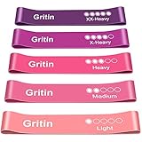 Gritin Fitnessbänder, [5er Set] Widerstandsbänder Premium Resistance Band mit Tragebeutel, Gymnastikband für Training, Fitness, Crossfit, Yoga usw