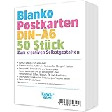 50 Blanko Postkarten, hochqualitativer 300g Karton. Perfekt zum kreativen Gestalten Bemalen Beschreiben Zeichnen Malen Basteln Drucken, DIY Einladungskarten Grußkarten, DIN A6 weiß