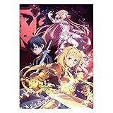 lunanana Sword Art Online Poster - Anime SAO Rollbild/Kakemono Wall Scroll Dekorative Wandbild Stoff Poster Hängendes Plakat, 42x29
