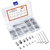 Tuparka 400Pcs madenschrauben edelstahl Set M3 M4 M5 M6 M8 Stainless Steel Hexagon Set Screw with Key in PP Box