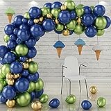 Luftballons Girlande Blau, Blau Metallic Grün Luftballons,Ballon Girlande Blau 90 Stück,Geburtstags Girlande Blau Junge,Geburtstags Deko Ballon Set Junge Mädchen für Party Hochzeit Dek