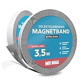 MrMag® Magnetband selbstklebend stark - extra lang - Magnetklebeband mit extra starkem Kleber - Mag