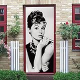 LuSeven Türtapete Marilyn Monroe Schauspielerin 50x125cm(19.68 inches * 49.21 inches) Fototapete Türfolie Poster Tapete - Abnehmbar Wandtapete Wohnzimmer PVC Wasserdichte Wallpaper Wandwandaufkleb