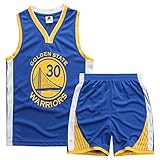 Basketball-Trikots Set für Kinder Curry #30 Basketballspieler-Trikot Basketball-Shirt Weste Top Sommershorts für Jungen und M