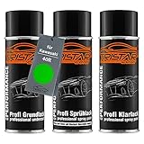 TRISTARcolor Motorradlack Spraydosen Set für Kawasaki 40R Golden Blazed Green Perl Grundlack Basislack Klarlack Sprühdose 400