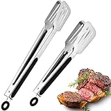 LessMo Grillzange -Küchenzange Set 2 aus Edelstahl - Mit Silikongriff Einfach zu Greifen für - [ Hitzebeständigen, Stabilem,Komfort ] - (2er Set- 23