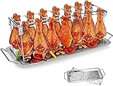 Hähnchenschenkel Halter, Edelstahl Chicken Rack Hähnchenkeulenhalter für 14 Hähnchen-Keulen Grill-Zubehör perfekt gegrillte Chicken-Wings klappb